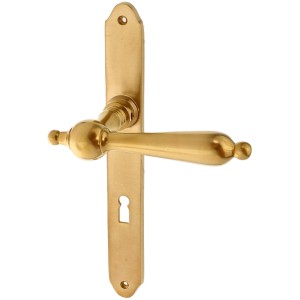 Zimmertürbeschlag aus Messing patiniert matt gold ergonomische Form
